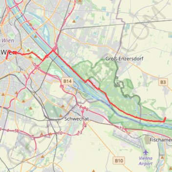 Itinéraire Vienna to Budapest - Matthieu Packing Bike Tour - Day 1, distance, dénivelé, altitude, carte, profil, trace GPS