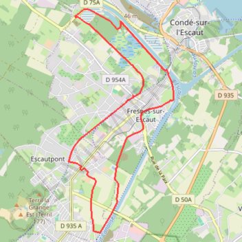 Itinéraire De Fresnes-sur-Escaut à Escautpont, distance, dénivelé, altitude, carte, profil, trace GPS