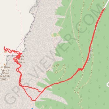 Itinéraire Pas de L'Oeil, distance, dénivelé, altitude, carte, profil, trace GPS