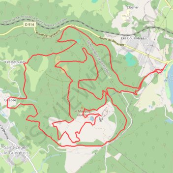 Itinéraire Monts de Guéret - Guéret, distance, dénivelé, altitude, carte, profil, trace GPS