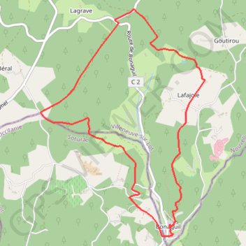 Itinéraire Bonaguil / le Lyon Dor, entre Lot et Lot-et-Garonne - Pays de la vallée du Lot, distance, dénivelé, altitude, carte, profil, trace GPS