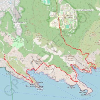Itinéraire Calanques Sormiou Morgiou Sugiton, distance, dénivelé, altitude, carte, profil, trace GPS