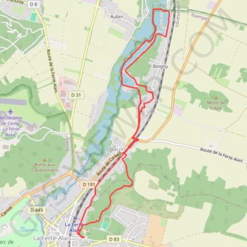 Itinéraire Rando du La Ferté-Alais, distance, dénivelé, altitude, carte, profil, trace GPS