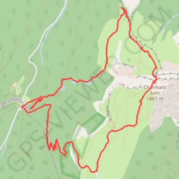 Itinéraire Charmant Som depuis la Charmette (Chartreuse), distance, dénivelé, altitude, carte, profil, trace GPS