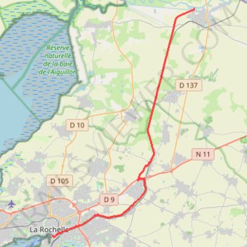 Itinéraire Marans / La Rochelle, distance, dénivelé, altitude, carte, profil, trace GPS