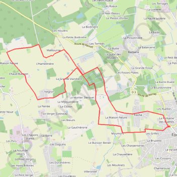 Itinéraire Nord-Ouest de Fondettes, distance, dénivelé, altitude, carte, profil, trace GPS