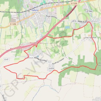 Itinéraire Balade sur les hauts de Valleiry depuis Chenex, distance, dénivelé, altitude, carte, profil, trace GPS
