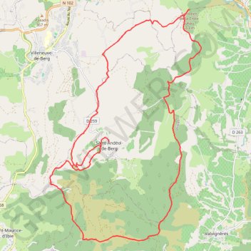 Itinéraire Les hauteurs de Saint-Andéol-de-Berg, distance, dénivelé, altitude, carte, profil, trace GPS