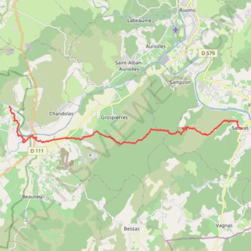 Itinéraire Chaulet-Salavas, distance, dénivelé, altitude, carte, profil, trace GPS