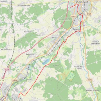 Itinéraire Chemin de Tours (de Châtellerault à Sainte Georges de Baillargeaux), distance, dénivelé, altitude, carte, profil, trace GPS