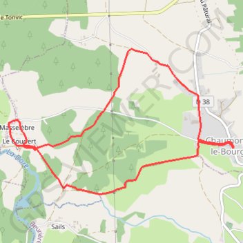Itinéraire CHAUMONT LE BOURG - Masselebre, distance, dénivelé, altitude, carte, profil, trace GPS