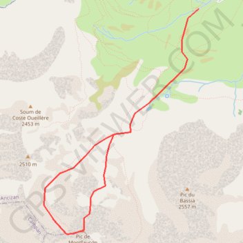 Itinéraire Pic de Monfaucon arête NE, distance, dénivelé, altitude, carte, profil, trace GPS