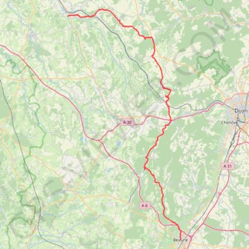 Itinéraire Beaune - Alesia, distance, dénivelé, altitude, carte, profil, trace GPS