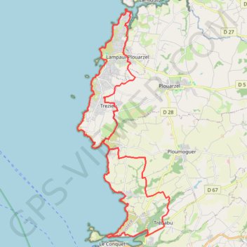 Itinéraire Parcours Lampaul, distance, dénivelé, altitude, carte, profil, trace GPS