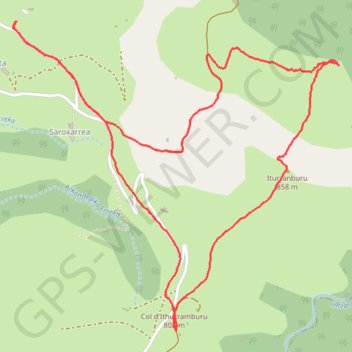 Itinéraire Zuhanieta - Ithurramburu depuis kaskoleta, distance, dénivelé, altitude, carte, profil, trace GPS