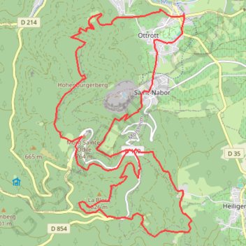Itinéraire Sainte-Odile East-Face, distance, dénivelé, altitude, carte, profil, trace GPS