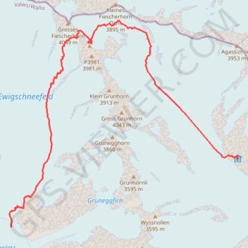 Itinéraire Hinteres Fiescherhorn 2016-03-20 16:38:47, distance, dénivelé, altitude, carte, profil, trace GPS