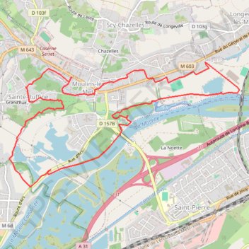 Itinéraire Moulins-lès-Metz, distance, dénivelé, altitude, carte, profil, trace GPS