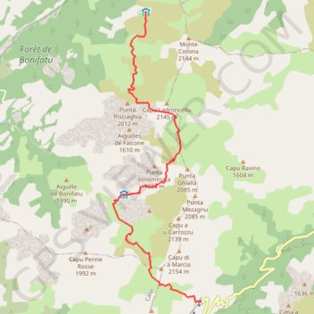 Itinéraire 2ème étape du GR20, distance, dénivelé, altitude, carte, profil, trace GPS