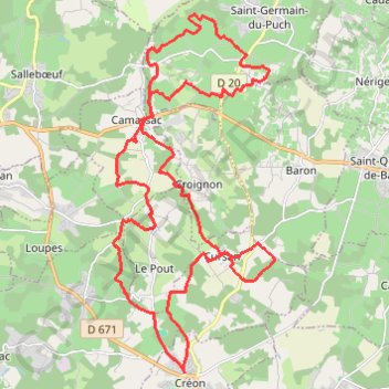 Itinéraire Créon - Saint Germain du Puch, distance, dénivelé, altitude, carte, profil, trace GPS