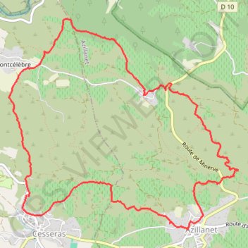 Itinéraire Cesseras - Montcélèbre - Azillanet et retour Cesseras, distance, dénivelé, altitude, carte, profil, trace GPS