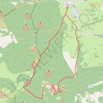 Itinéraire Le Puy de Lassolas depuis Laschamps, distance, dénivelé, altitude, carte, profil, trace GPS