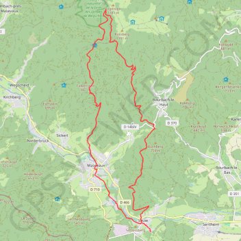Itinéraire Lauw vers Rosberg, distance, dénivelé, altitude, carte, profil, trace GPS