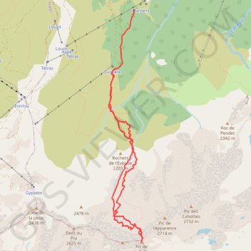 Itinéraire Pic de la Belle etoile, distance, dénivelé, altitude, carte, profil, trace GPS
