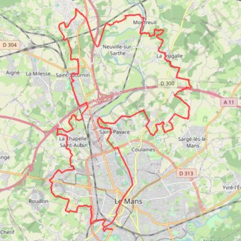 Itinéraire Rouillon - Bazoge - Sarge, distance, dénivelé, altitude, carte, profil, trace GPS