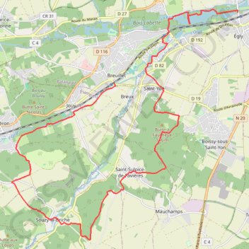 Itinéraire Egly - Breuillet, distance, dénivelé, altitude, carte, profil, trace GPS