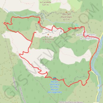Itinéraire Saint-Guilhem-le-Désert, distance, dénivelé, altitude, carte, profil, trace GPS