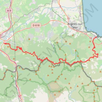 Itinéraire Le Boulou Collioure, distance, dénivelé, altitude, carte, profil, trace GPS