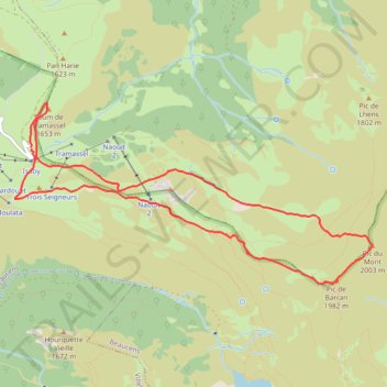 Itinéraire Pic de Barran et pic du Mont en circuit depuis Hautacam en hivernale, distance, dénivelé, altitude, carte, profil, trace GPS