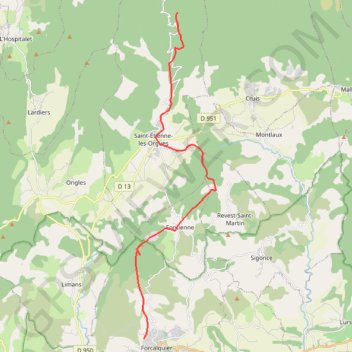 Itinéraire GR6 Forcalquier - Refuge de Lure, distance, dénivelé, altitude, carte, profil, trace GPS