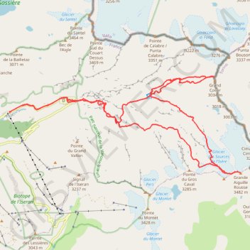 Itinéraire Grand Cocor - Grande Aiguille Rousse, distance, dénivelé, altitude, carte, profil, trace GPS