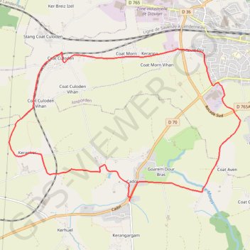 Itinéraire Autour de Rosporden, distance, dénivelé, altitude, carte, profil, trace GPS
