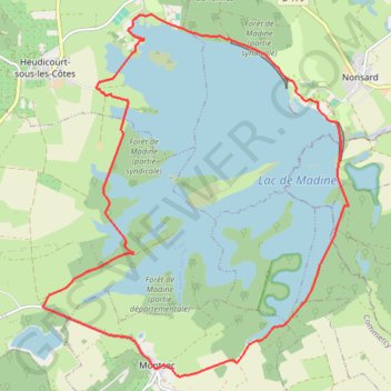 Itinéraire Lac de Madine - Heudicourt, distance, dénivelé, altitude, carte, profil, trace GPS
