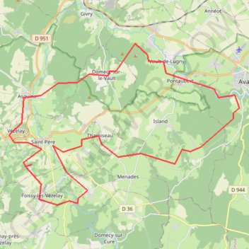 Itinéraire Boucle Vezellay, distance, dénivelé, altitude, carte, profil, trace GPS