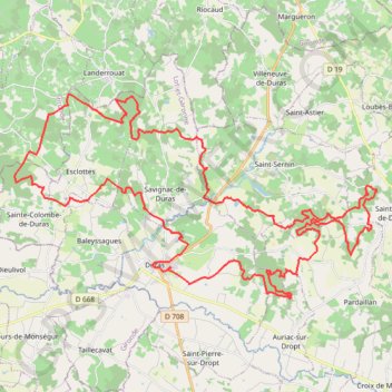 Itinéraire Ronde du Château de Duras, distance, dénivelé, altitude, carte, profil, trace GPS