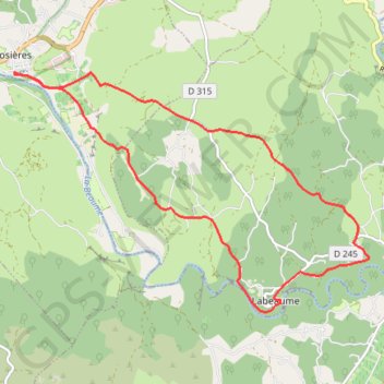 Itinéraire Rosières Labeaume, distance, dénivelé, altitude, carte, profil, trace GPS