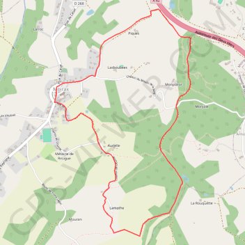 Itinéraire Moirax, sur la route des pèlerins de Saint-Jacques-de-Compostelle, distance, dénivelé, altitude, carte, profil, trace GPS