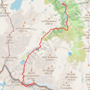 Itinéraire Balaitous-3144m-Larribet, distance, dénivelé, altitude, carte, profil, trace GPS