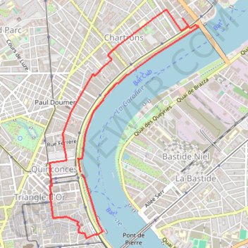 Itinéraire Bordeaux - Les quais, distance, dénivelé, altitude, carte, profil, trace GPS