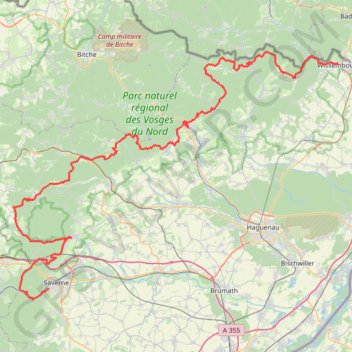 Itinéraire TMV® Traversée du Massif des Vosges à VTT - Wissembourg - Saverne, distance, dénivelé, altitude, carte, profil, trace GPS
