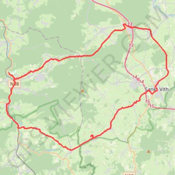 Itinéraire Saint-Vith, distance, dénivelé, altitude, carte, profil, trace GPS