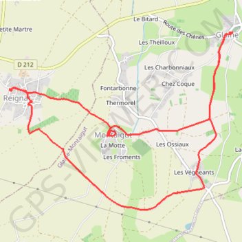 Itinéraire La butte de Montaigut, distance, dénivelé, altitude, carte, profil, trace GPS
