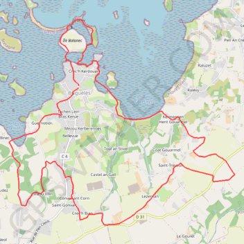 Itinéraire Penvénan - Buguelés, distance, dénivelé, altitude, carte, profil, trace GPS