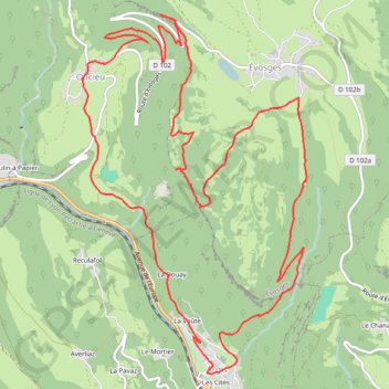 Itinéraire Argis Evosges Oncieu, distance, dénivelé, altitude, carte, profil, trace GPS