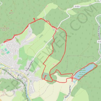 Itinéraire Sur les hauteurs de Niederbronn, vers le plan d'eau de Wolfartshoffen, distance, dénivelé, altitude, carte, profil, trace GPS