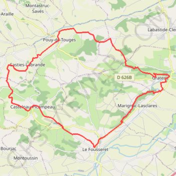 Itinéraire Boucle du Fousseret-au-Touch, distance, dénivelé, altitude, carte, profil, trace GPS